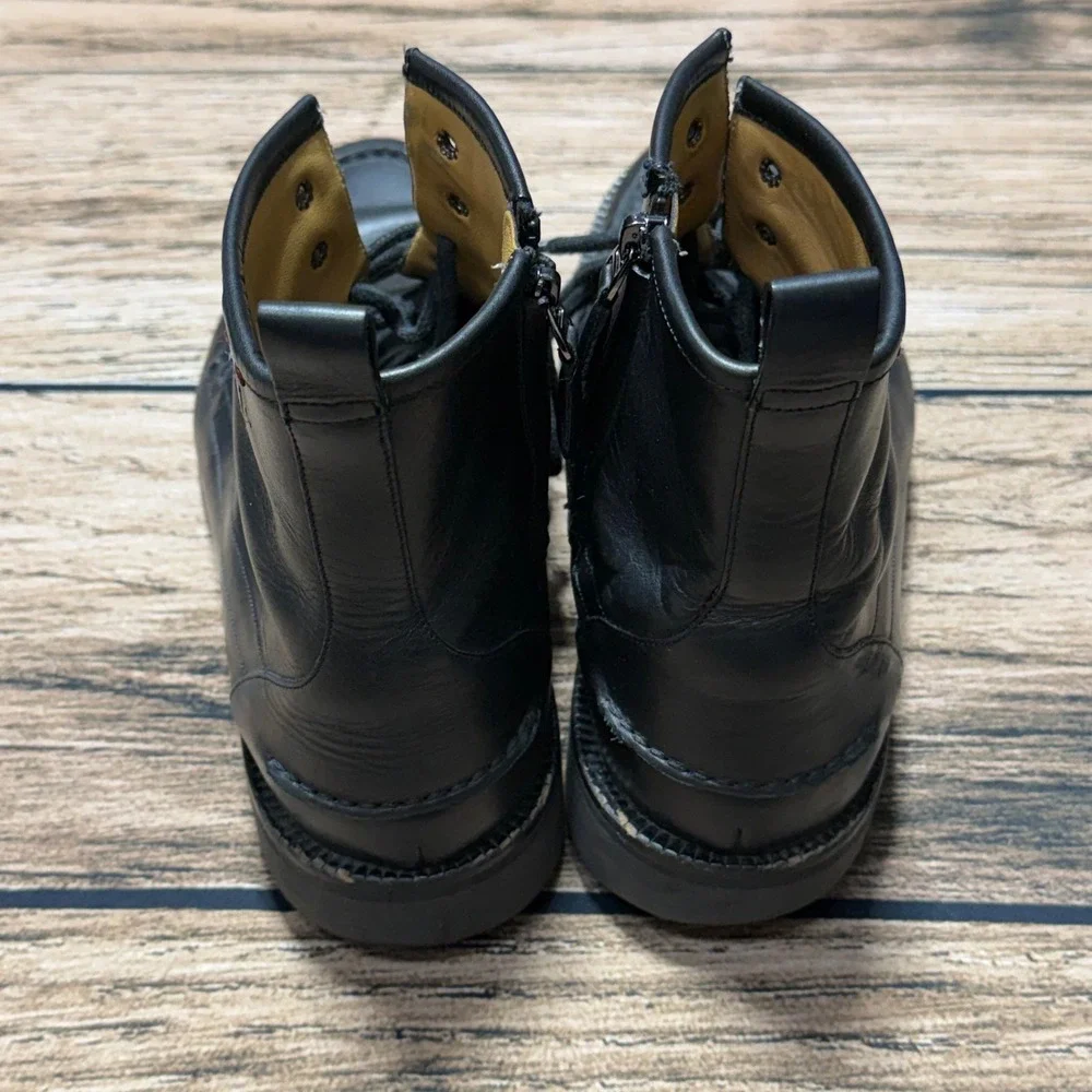 Bally Nokor Boots Men 10.5‎ D Black Leather Lace Up Side Zip Moc Toe Lug Sole